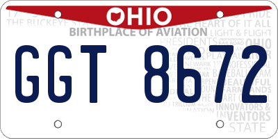 OH license plate GGT8672