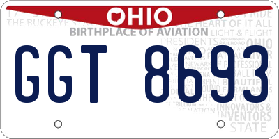 OH license plate GGT8693