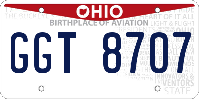 OH license plate GGT8707