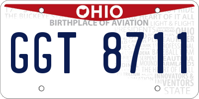 OH license plate GGT8711