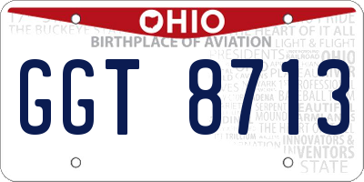 OH license plate GGT8713