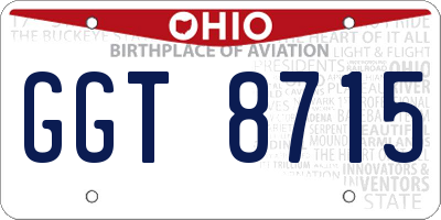 OH license plate GGT8715