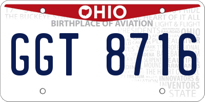 OH license plate GGT8716