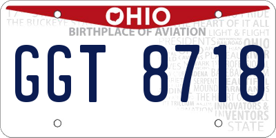 OH license plate GGT8718