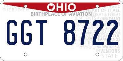 OH license plate GGT8722