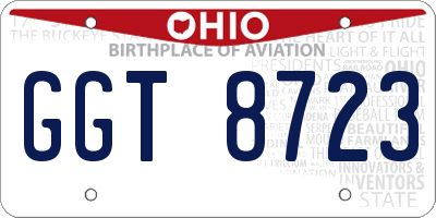 OH license plate GGT8723