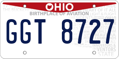 OH license plate GGT8727