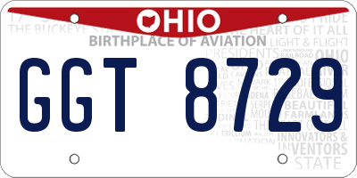 OH license plate GGT8729