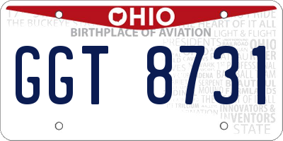 OH license plate GGT8731