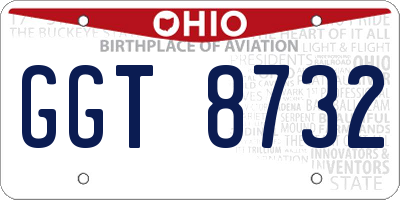 OH license plate GGT8732