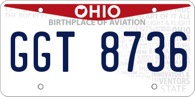 OH license plate GGT8736