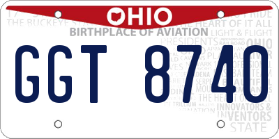 OH license plate GGT8740