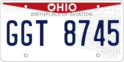 OH license plate GGT8745