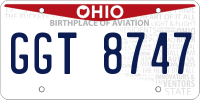 OH license plate GGT8747