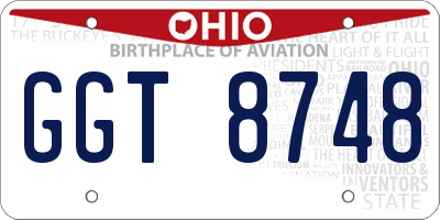 OH license plate GGT8748