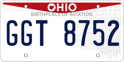 OH license plate GGT8752