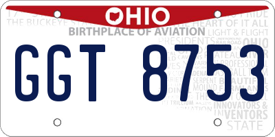 OH license plate GGT8753