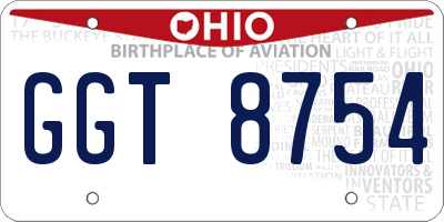 OH license plate GGT8754