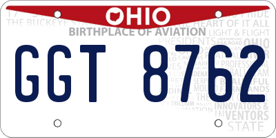 OH license plate GGT8762