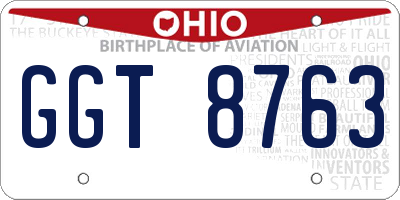 OH license plate GGT8763