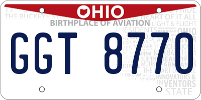 OH license plate GGT8770