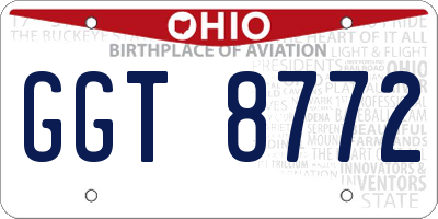 OH license plate GGT8772