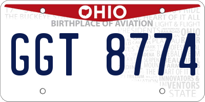 OH license plate GGT8774