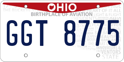 OH license plate GGT8775