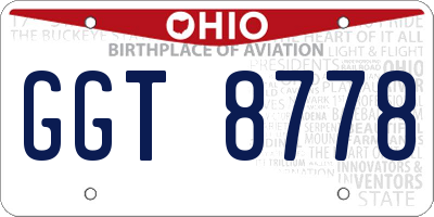 OH license plate GGT8778