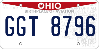 OH license plate GGT8796