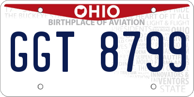 OH license plate GGT8799