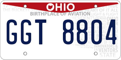 OH license plate GGT8804