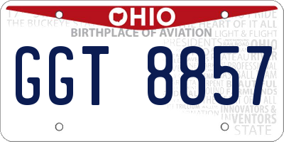 OH license plate GGT8857