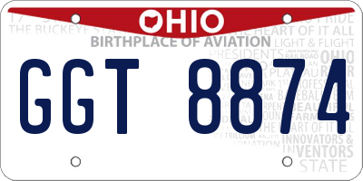 OH license plate GGT8874