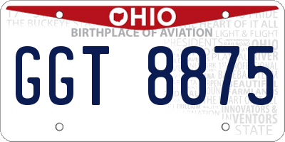 OH license plate GGT8875