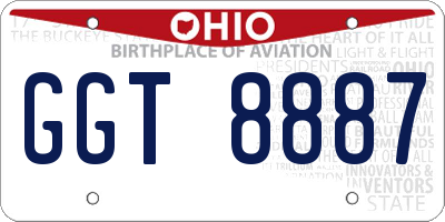 OH license plate GGT8887