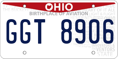 OH license plate GGT8906