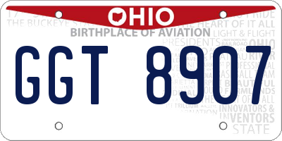 OH license plate GGT8907