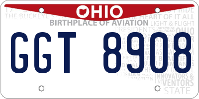 OH license plate GGT8908