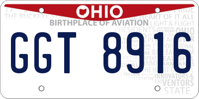 OH license plate GGT8916
