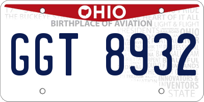 OH license plate GGT8932