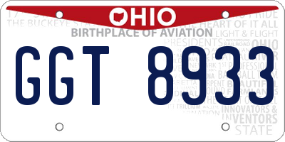 OH license plate GGT8933