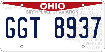 OH license plate GGT8937