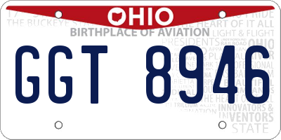 OH license plate GGT8946