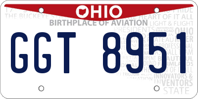 OH license plate GGT8951