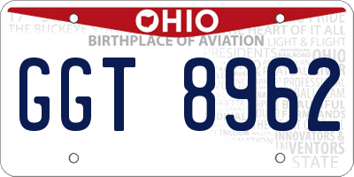 OH license plate GGT8962
