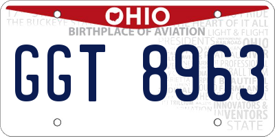 OH license plate GGT8963