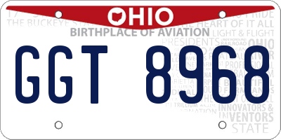 OH license plate GGT8968