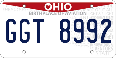 OH license plate GGT8992