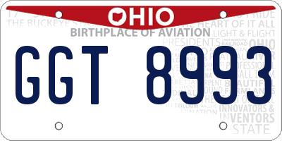 OH license plate GGT8993